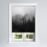 Misty Forest Blackout Roller Blinds Easy Fit Child Safety Included - White