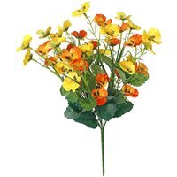 Artificial Silk Pansy Bush 42cm - Orange, Yellow