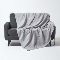 Homescapes Cotton Rajput Ribbed Throw - Silver Grey / 360cm / 2.32kg - image 1