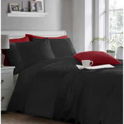 Soft Touch Pinsonic Quilted Geo Duvet Cover and Pillowcase Set - Black / Double - thumbnail 2
