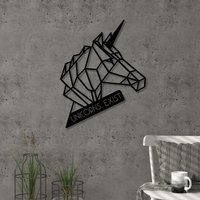 Unicorn Wall Art Metal Decorative Object - Black - Black - image 1