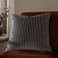 Savoy Stripe Cut Velvet Cushion - Charcoal / Polyester - image 1