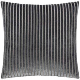 Savoy Stripe Cut Velvet Cushion - Charcoal / Polyester - thumbnail 2