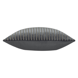 Savoy Stripe Cut Velvet Cushion - Charcoal / Polyester - thumbnail 4