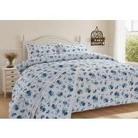 Delicate Floral Printed Throw - Blue