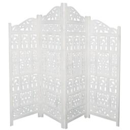 4 Panel Heavy Carved Wooden Room Divider Screen Gamla - Brown / Light Brown - thumbnail 2