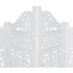 4 Panel Heavy Carved Wooden Room Divider Screen Gamla - Brown / Light Brown - thumbnail 3