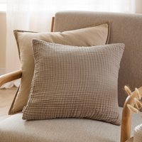 Lark Muslin Cotton Cushion - Mole / Feather