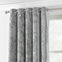 Verona Crushed Velvet Ringtop Eyelet Curtains - Silver / 229cm - thumbnail 2