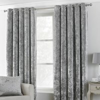 Verona Crushed Velvet Ringtop Eyelet Curtains - Silver / 229cm - thumbnail 1