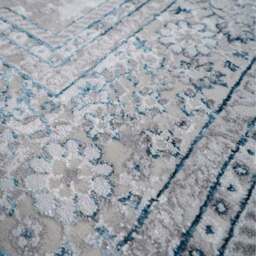 Distressed Traditional Medallion Bordered Area Rug - Grey Blue / 150 x 80cm - thumbnail 3