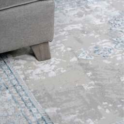 Distressed Traditional Medallion Bordered Area Rug - Grey Blue / 150 x 80cm - thumbnail 2