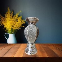 Silver Vase Sparkle Ornament Crushed Diamond Flower Pot - Silver
