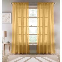 Pair of Eden Ochre Recylced Plain Sheer Voile Panels - Ochre / 137cm
