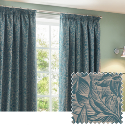 Grantley Jacquard Pencil Pleat Curtains - Wedgewood / 117cm / 183cm - thumbnail 2
