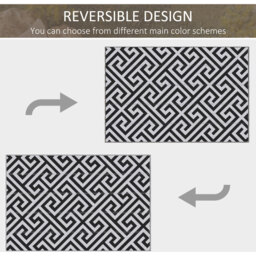 Outsunny Outdoor Plastic Straw Rug Portable RV - Black, White / 152cm - thumbnail 4