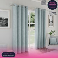 Austin Blue Blackout Eyelet Curtains - Blue / 183cm / 168cm - thumbnail 1