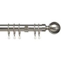 25-28mm Ball End Satin Silver Metal Curtain Pole Set - Silver / 170cm