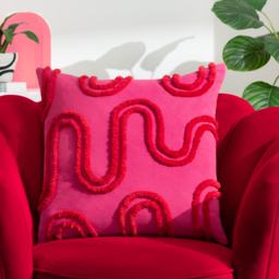 Archie Tufted Cushion - Pink/Red / 80 Polyester 20 Feather - thumbnail 4