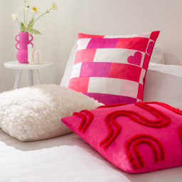 Archie Tufted Cushion - Pink/Red / 80 Polyester 20 Feather - thumbnail 3