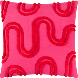 Archie Tufted Cushion - Pink/Red / 80 Polyester 20 Feather - thumbnail 2