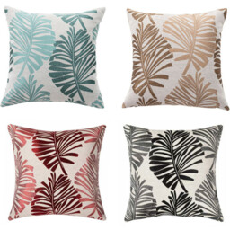 Set of 4 Cushion Covers with Leaves Design - Mutlicolour - thumbnail 2