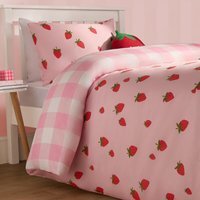 Strawberry Duvet Cover Set - Blush Pink / Double