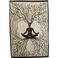 Chakra Earth Connection Cotton Wall Art 70x110cm for Meditation  Yoga - Black
