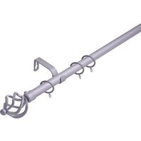 19 mm Extendable Metal Curtain Poles Rods - Satin Steel / 210cm - thumbnail 1
