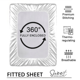 Silk Luxury Deep Box Fitted Sheet - White  / King - thumbnail 3