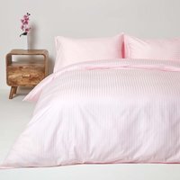 Satin Stripe Egyptian Cotton Duvet Cover with Pillowcase - Pink / Single - thumbnail 1