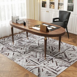HOMCOM Non Slip Washabl Chenille Rug  - Brown / 230L x 160W x 0.5H cm - thumbnail 2