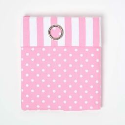 Polka Dots Ready Made Eyelet Curtain Pair - Pink / 182cm / 137cm - thumbnail 2