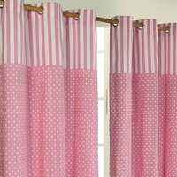 Polka Dots Ready Made Eyelet Curtain Pair - Pink / 182cm / 137cm - thumbnail 1