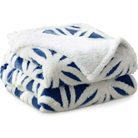 Chunky Sherpa backed Jacquard Throw Blanket - Navy / 150x200 - image 1