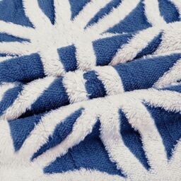 Chunky Sherpa backed Jacquard Throw Blanket - Navy / 150x200 - thumbnail 3