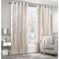 AS Crushed Velvet Eyelet Curtains - Cream / 168cm / 229cm