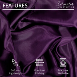 Intimates Satin Silky Bedding Sets with Duvet Cover, Fitted Sheet, Pillowcases - Purple / Superking - thumbnail 5