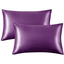 Intimates Satin Silky Bedding Sets with Duvet Cover, Fitted Sheet, Pillowcases - Purple / Superking - thumbnail 4