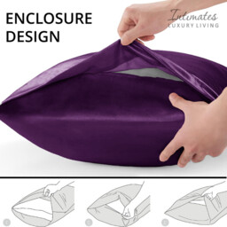 Intimates Satin Silky Bedding Sets with Duvet Cover, Fitted Sheet, Pillowcases - Purple / Superking - thumbnail 3