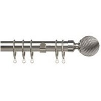 25-28mm Swirl Ball End Chrome Metal Curtain Pole Set - Chrome / 200cm