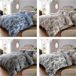 Duvet Cover Sets Micro Print Damask - Brown & Cream / King - thumbnail 2