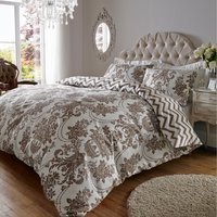 Duvet Cover Sets Micro Print Damask - Brown & Cream / King
