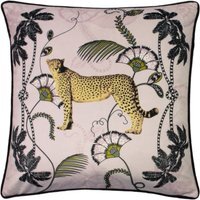 Tropical Cheetah Velvet Piped Cushion - Blush / Polyester - image 1