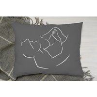 Drawing Of A Couple In One Line Cushion - Grey - thumbnail 1