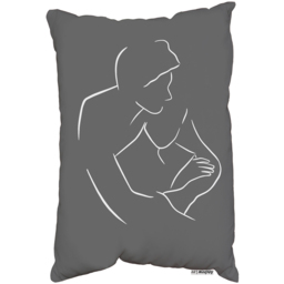 Drawing Of A Couple In One Line Cushion - Grey - thumbnail 2