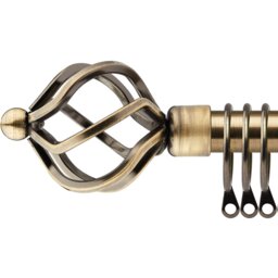 16-19mm Cage Extendable Durable Metal Curtain Pole Set - Brass / 160cm - thumbnail 2