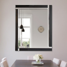 Mirror Outlet Black Double Bevelled All Glass Mirror - Black - thumbnail 3