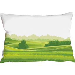 Countryside Landscape Illustration Cushion - Green - thumbnail 2