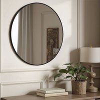 Round Metal Mirror - Black / 70cm - thumbnail 1